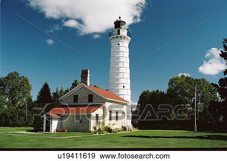 Stock Photo - lighthouse located at Cana Island, Washington, United States. Fotosearch