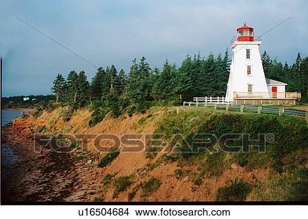 Picture - lighthouse located at Cape Bear, PEI. Fotosearch