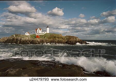 lighthouse located at Cape Neddick, Maine, United States View Large Photo Image Stock Image - lighthouse located at Cape Neddick, Maine, United States. Fotosearch