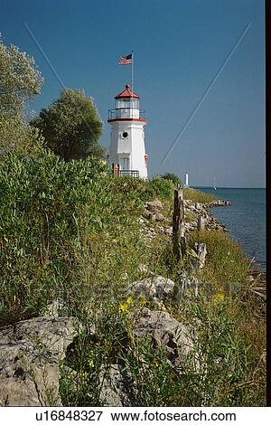 Stock Photo - lighthouse located at CheboyganCrib, Michigan, United States. Fotosearch