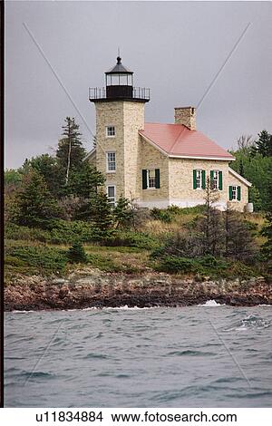 Picture - lighthouse located at Copper Harbor, Michigan, United States. Fotosearch