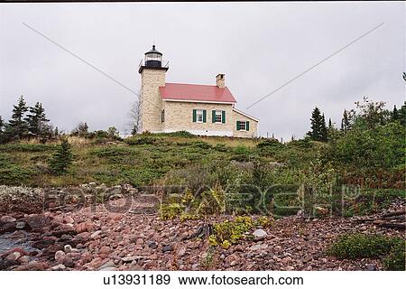 Stock Photo - lighthouse located at Copper Harbor, Michigan, United States. Fotosearch
