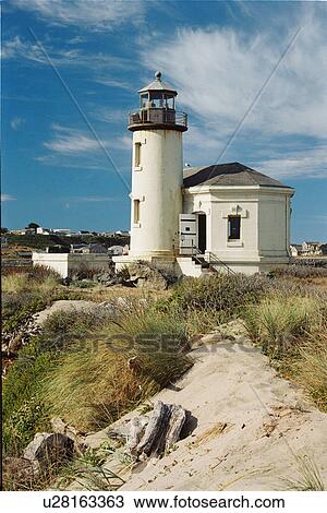 Stock Image - lighthouse located at Coquille River, Oregon, United States. Fotosearch