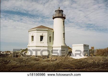 Stock Photograph - lighthouse located at Coquille River, Oregon, United States. Fotosearch