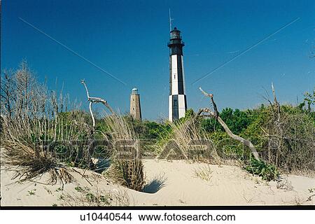 Picture - lighthouse located at CpHenryOldNew, Virginia. Fotosearch