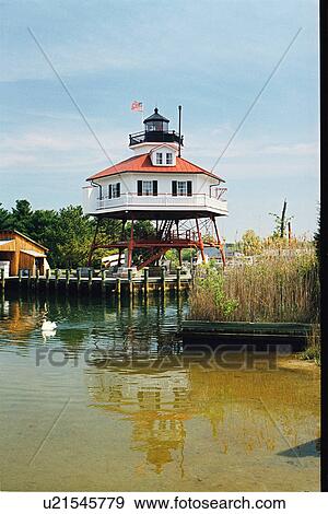 lighthouse located at Drum Point, Maryland, United States View Large Photo Image Stock Photo - lighthouse located at Drum Point, Maryland, United States. Fotosearch