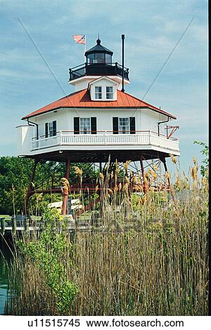 Stock Photography - lighthouse located at Drum Point, Maryland, United States. Fotosearch