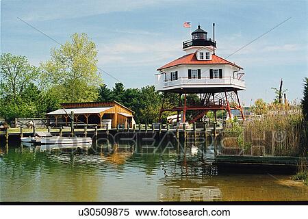 Stock Photography - lighthouse located at Drum Point, Maryland, United States. Fotosearch
