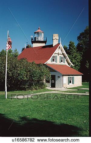 Stock Image - lighthouse located at EagleBluff, Washington, United States. Fotosearch