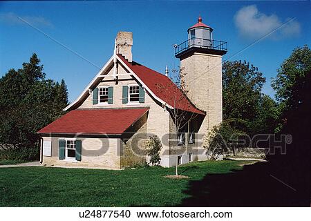 Stock Image - lighthouse located at EagleBluff, Washington, United States. Fotosearch
