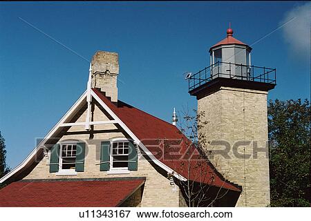 Stock Photo - lighthouse located at EagleBluff, Washington, United States. Fotosearch