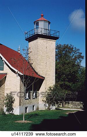 Stock Photo - lighthouse located at EagleBluff, Washington, United States. Fotosearch