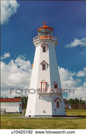Stock Image - lighthouse located at East Point, PEI. Fotosearch