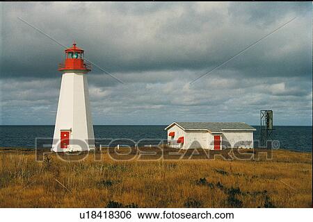 Stock Photograph - lighthouse located at Enragee Point, Nova Scotia. Fotosearch