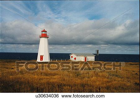 Stock Photograph - lighthouse located at Enragee Point, Nova Scotia. Fotosearch