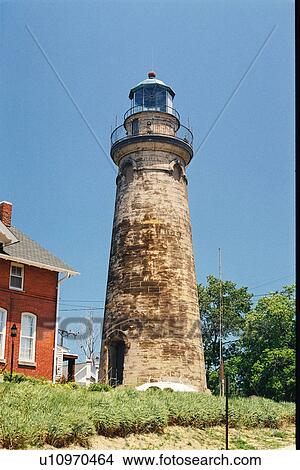 Picture - lighthouse located at Fairport Harbor, Ohio, United States. Fotosearch