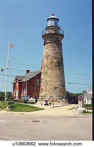 Stock Image - lighthouse located at Fairport Harbor, Ohio, United States. Fotosearch