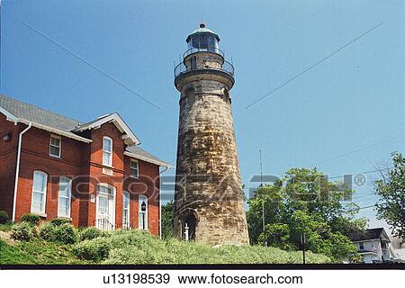Stock Photo - lighthouse located at Fairport Harbor, Ohio, United States. Fotosearch
