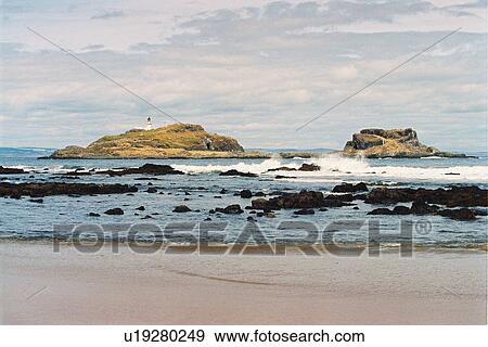 Stock Photo - lighthouse located at Fidra, Scotland. Fotosearch