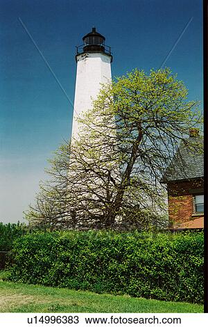 Stock Image - lighthouse located at FiveMile Point, Conneticut, United States. Fotosearch