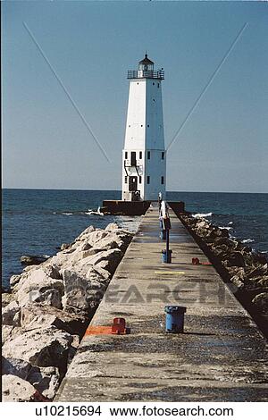 Picture - lighthouse located at FrankFort NBrkwtr, Michigan, United States. Fotosearch