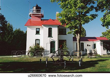 Stock Image - lighthouse located at GrandTraverse, Michigan, United States. Fotosearch