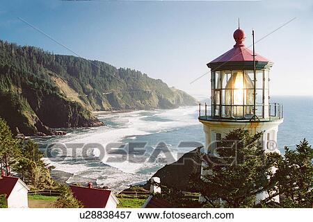 Stock Photo - lighthouse located at HecetaHead, Oregon, United States. Fotosearch