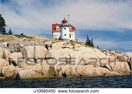 Stock Image - lighthouse located at HeronNeck, Maine, United States. Fotosearch