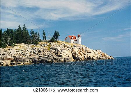 Stock Photography - lighthouse located at HeronNeck, Maine, United States. Fotosearch