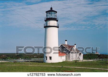 Stock Image - lighthouse located at HighlandLight, Massachusetts, United States. Fotosearch