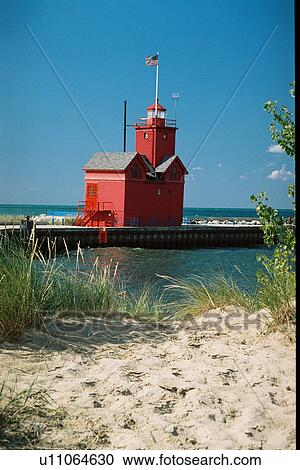 lighthouse located at Holland Harbor, Michigan, United States View Large Photo Image Stock Image - lighthouse located at Holland Harbor, Michigan, United States. Fotosearch