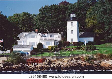 Stock Image - lighthouse located at HospitalPtFR, Massachusetts, United States. Fotosearch