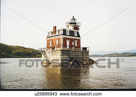 Stock Image - lighthouse located at HudsonAthens, New York, United States. Fotosearch