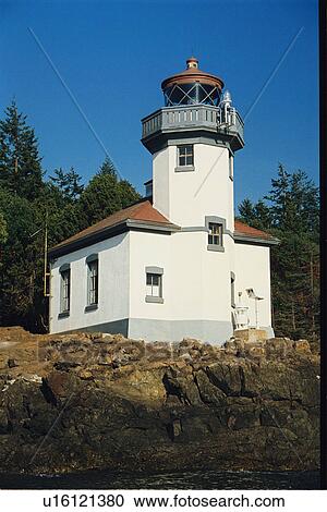 Stock Image - lighthouse located at LimeKiln, Washington. Fotosearch