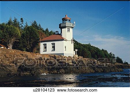 Stock Image - lighthouse located at LimeKiln, Washington. Fotosearch