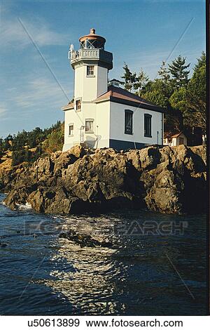 Stock Photo - lighthouse located at LimeKiln, Washington. Fotosearch