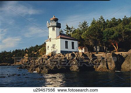 Stock Photograph - lighthouse located at LimeKiln, Washington. Fotosearch
