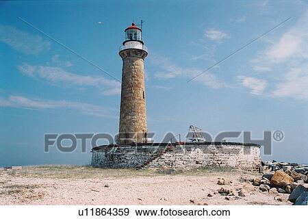 Stock Photo - lighthouse located at LittleGull Island, New York, United States. Fotosearch