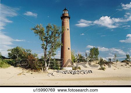 lighthouse located at LittleSablePt, Michigan, United States View Large Photo Image Stock Photo - lighthouse located at LittleSablePt, Michigan, United States. Fotosearch