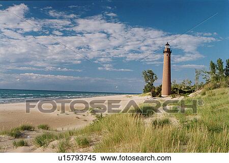 lighthouse located at LittleSablePt, Michigan, United States View Large Photo Image Stock Photography - lighthouse located at LittleSablePt, Michigan, United States. Fotosearch