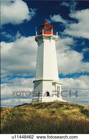 Stock Image - lighthouse located at LouisBourg, Nova Scotia. Fotosearch