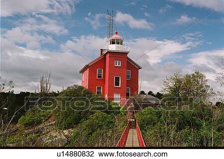 Stock Image - lighthouse located at Marquette Harbor, Michigan, United States. Fotosearch