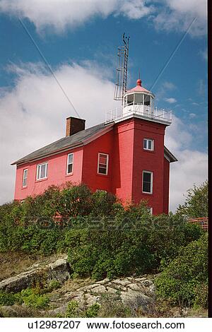Stock Photo - lighthouse located at Marquette Harbor, Michigan, United States. Fotosearch