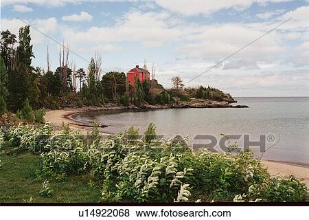 lighthouse located at Marquette Harbor, Michigan, United States View Large Photo Image Stock Photo - lighthouse located at Marquette Harbor, Michigan, United States. Fotosearch