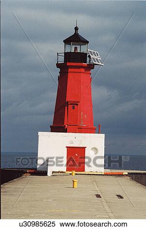 lighthouse located at MenomineeNPr, Michigan, United States View Large Photo Image Stock Photography - lighthouse located at MenomineeNPr, Michigan, United States. Fotosearch