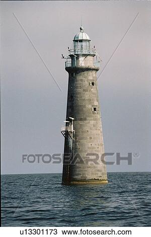 Stock Image - lighthouse located at MinotsLedge, Massachusetts, United States. Fotosearch