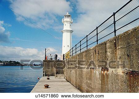 Stock Image - lighthouse located at NewHavenHarbour, Scotland. Fotosearch
