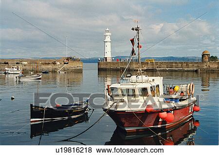 Stock Photo - lighthouse located at NewHavenHarbour, Scotland. Fotosearch