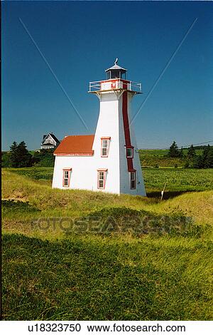 Stock Image - lighthouse located at NewLondonRearRng, PEI. Fotosearch