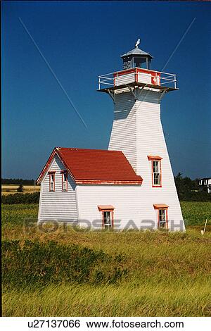 Stock Photograph - lighthouse located at NewLondonRearRng, PEI. Fotosearch